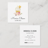 カップケーキフローラパーソナライズされた名刺 スクエア名刺 (正面/裏面)