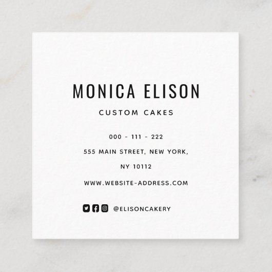 カップケーキフローラパーソナライズされた名刺 スクエア名刺 (裏面)