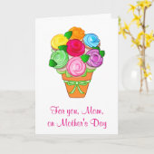 カップケーキブーケ：お母さんの日おめでとう！ カード (黄色い花)