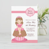 カップケーキプリンセス誕生日招待状 招待状 (スタンド正面)