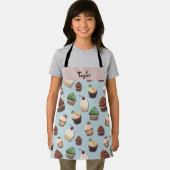 カップケーキプリントあなたの名前を追加スチールブルーベーカリー エプロン (インサイチュ)
