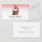 カップケーキベイカーパティシシェフレッドベルベットピンクグリッター 名刺 (正面/裏面)