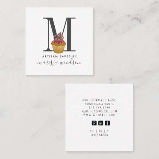 カップケーキベイカーパティシシェフ スクエア名刺 (正面/裏面)