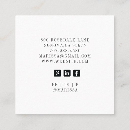 カップケーキベイカーパティシシェフ スクエア名刺 (裏面)