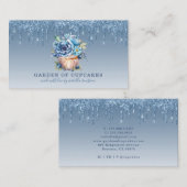 カップケーキベイカーフローラカップケーキブルーグリッタードリップ 名刺 (正面/裏面)