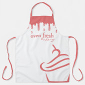 カップケーキベイカーベーカリーケータリングライトレッド エプロン (正面)