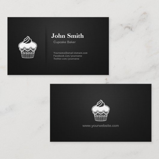 カップケーキベイカー – プロフェッショナルプレミアムブラックメッシュ 名刺 (正面/裏面)
