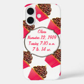 カップケーキベビーガール誕生統計誕生レコード Case-Mate iPhoneケース (裏面)