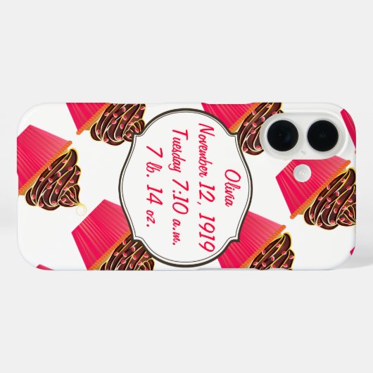 カップケーキベビーガール誕生統計誕生レコード Case-Mate iPhoneケース (裏面 (横))