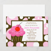 カップケーキベビーシャワードットピモダンックチョコレート 招待状 (正面/裏面)