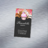 カップケーキベーカリーエレガントダマスク金ゴールド名刺 マグネット名刺 (インサイチュ)