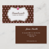 カップケーキベーカリーエレガントピンクオンブラウンドットパターン 名刺 (正面/裏面)