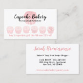 カップケーキベーカリーカフェロイヤリティパンチディスカウント 名刺 (正面/裏面)