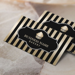 カップケーキベーカリークラシーブラック&金ゴールドモダン 名刺