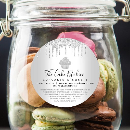 カップケーキベーカリーシェフスライバーグリッタードリップスリーガル ラウンドシール