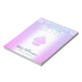 カップケーキベーカリーシェフパープルブルーグリッタードリップシック ノートパッド (回転)