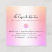 カップケーキベーカリーシェフピンクレインボーバラグリッタードリップ スクエア名刺 (裏面)