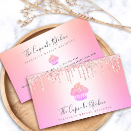 カップケーキベーカリーシェフピンクローズドリップレインボー 名刺