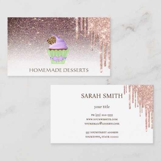 カップケーキベーカリーシェフ、かわいい 名刺 (正面/裏面)