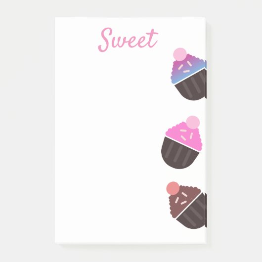 カップケーキベーカリースウィートつや消しポストイットノート ポストイット (正面)