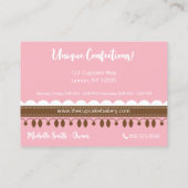 カップケーキベーカリーストライプのピンクブラウン 名刺 (裏面)