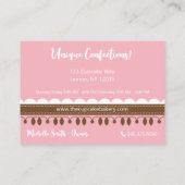 カップケーキベーカリーストライプのピンクブラウン 名刺 (裏面)