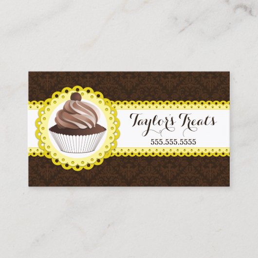 カップケーキベーカリーダマススカラプ縁どド 名刺 (正面)