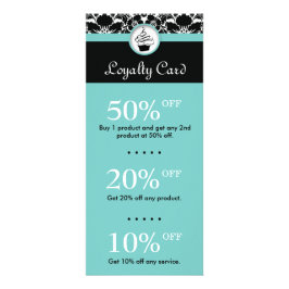 カップケーキベーカリーデザート花ダマスクブルー ラックカード