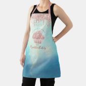 カップケーキベーカリーバラ金ゴールドドリップスブルーウォーター色 エプロン (インサイチュ)