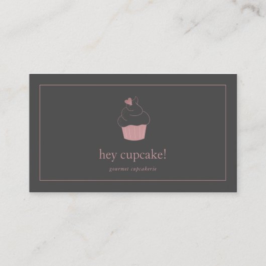 カップケーキベーカリーバラ金ゴールド モダン 名刺 (正面)