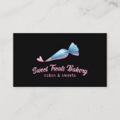 カップケーキベーカリーパティシシェフキュートパイピングバッグ&ハート 名刺 (正面)