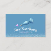 カップケーキベーカリーパティシシェフパイピングバッグハートロゴ 名刺 (正面)