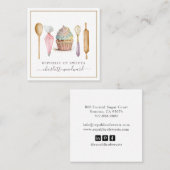 カップケーキベーカリーパティシシェフベイカーの道具 スクエア名刺 (正面/裏面)