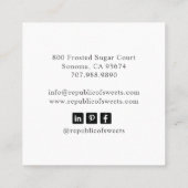 カップケーキベーカリーパティシシェフベイカーの道具 スクエア名刺 (裏面)