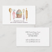 カップケーキベーカリーパティシシェフベイカーの道具 名刺 (正面/裏面)