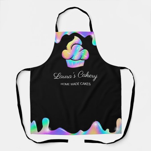 カップケーキベーカリーパティシシェフホログラフィックドリップエプロン エプロン (正面)