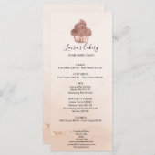 カップケーキベーカリーパティシシェフ赤面ピンクローズ金ゴールド メニュー (正面/裏面)