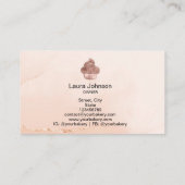 カップケーキベーカリーパティシシェフ赤面ピンクローズ金ゴールド 名刺 (裏面)