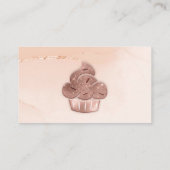 カップケーキベーカリーパティシシェフ赤面ピンク 名刺 (裏面)
