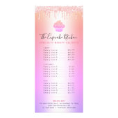 カップケーキベーカリーピンクグリッターレインボーグラデーションメニュー ラックカード (正面)