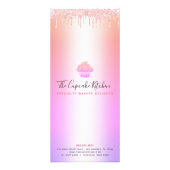 カップケーキベーカリーピンクグリッターレインボーグラデーションメニュー ラックカード (裏面)