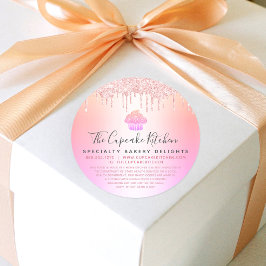 カップケーキベーカリーピンクグリッターレインボーグラデーションリーガル ラウンドシール