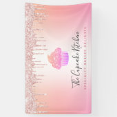 カップケーキベーカリーピンクローズグリッターレインボーグラデーション 横断幕 (縦)