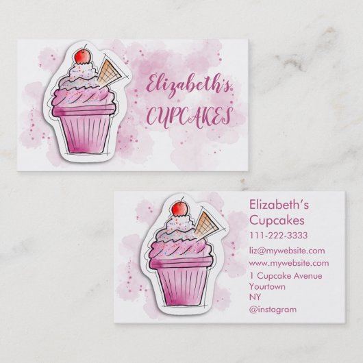 カップケーキベーカリーブライトモダン 名刺 (正面/裏面)