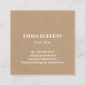 カップケーキベーカリーペストリーカップカリー素朴クラフト スクエア名刺 (裏面)