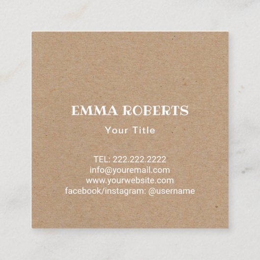 カップケーキベーカリーペストリーカップカリー素朴クラフト スクエア名刺 (裏面)