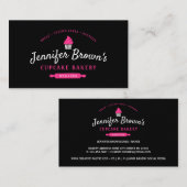 カップケーキベーカリーペストリーケーキデコレーションブラック 名刺 (正面/裏面)