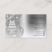 カップケーキベーカリーペストリーシェフグリッタードリップスシルバー 名刺 (裏面)