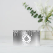 カップケーキベーカリーペストリーシェフグリッタードリップスシルバー 名刺 (スタンド正面)