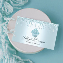 カップケーキベーカリーペストリーシェフグリッタードリップスターコイズ